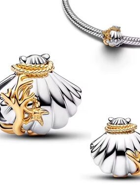 Sterling Silver & Gold Shell Charm Pendant - Two-Tone Women’s Jewelry